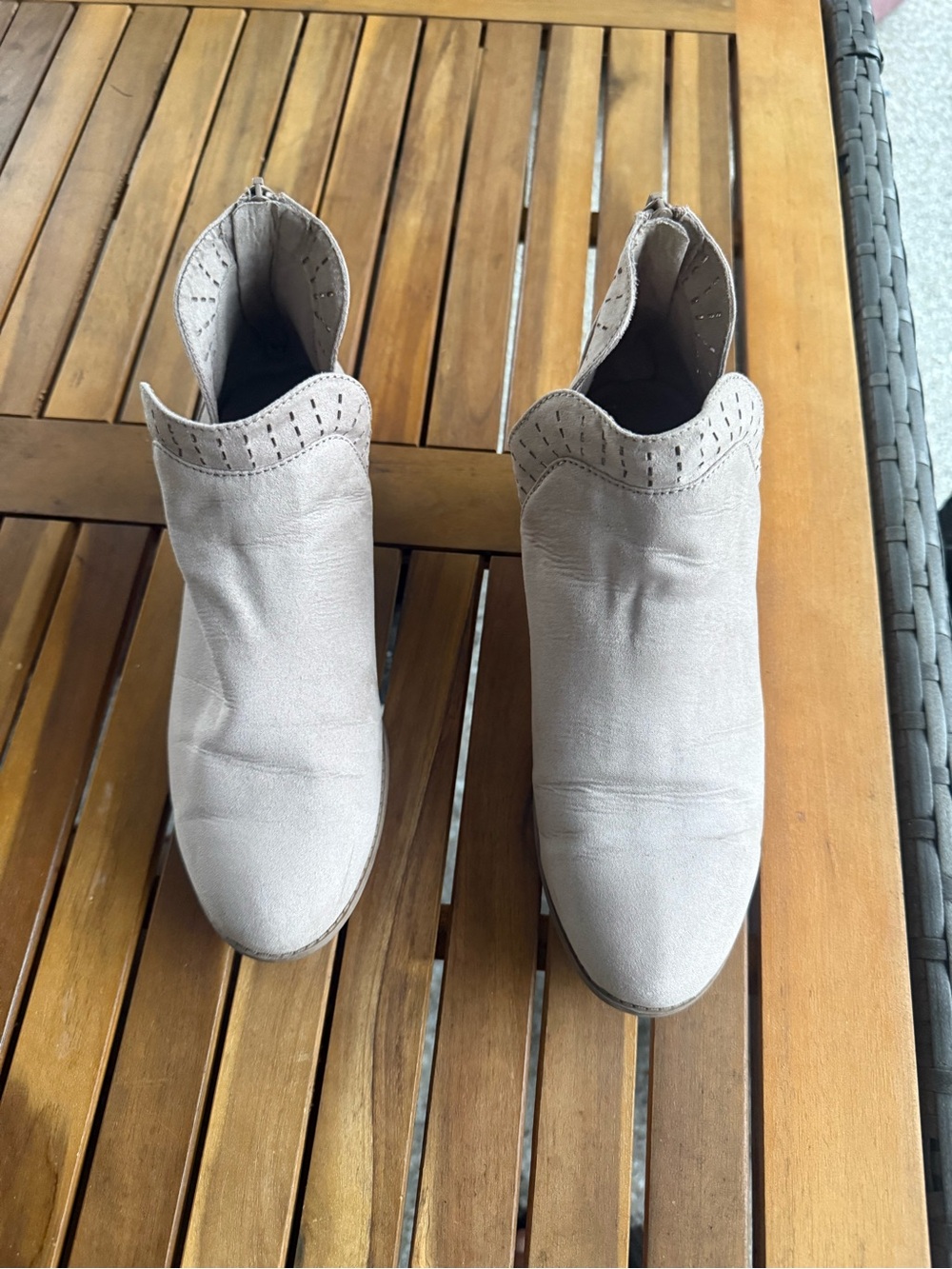 Arizona Jean Company Taupe Suede Slip-On Ankle Booties